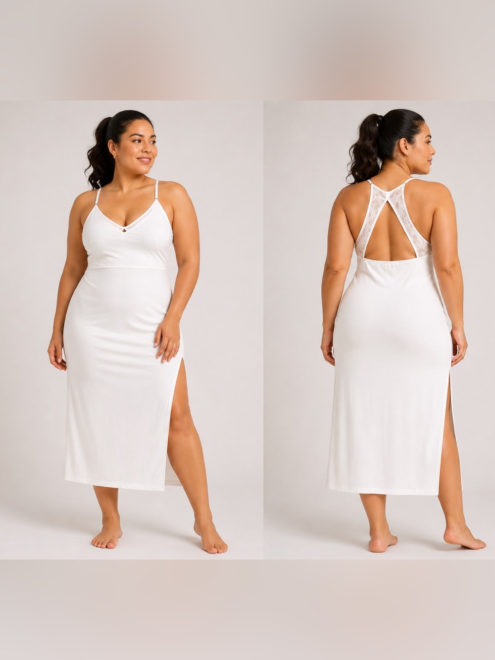 Halara zero softly White Lace back wedding event midi Dress built in bra size xl